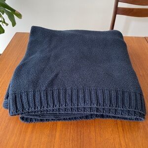 Bokser Home 100% Cotton Knit Navy Blanket 62" x 62"